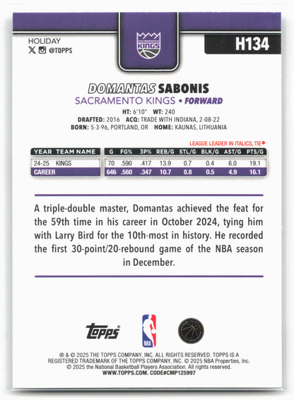 2025-26 Topps Holiday #H134 Domantas Sabonis