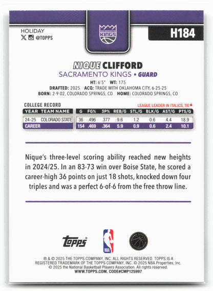 2025-26 Topps Holiday #H184 Nique Clifford