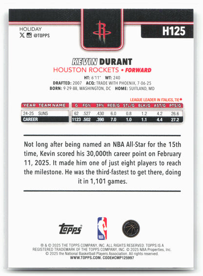 2025-26 Topps Holiday #H125 Kevin Durant