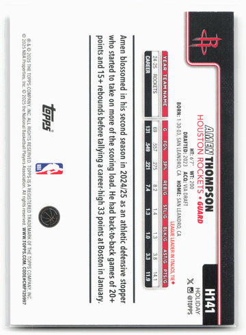 2025-26 Topps Holiday #H141 Amen Thompson