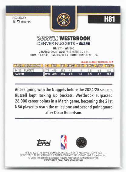 2025-26 Topps Holiday #H81 Russell Westbrook