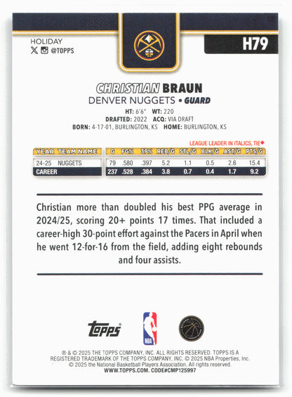 2025-26 Topps Holiday #H79 Christian Braun
