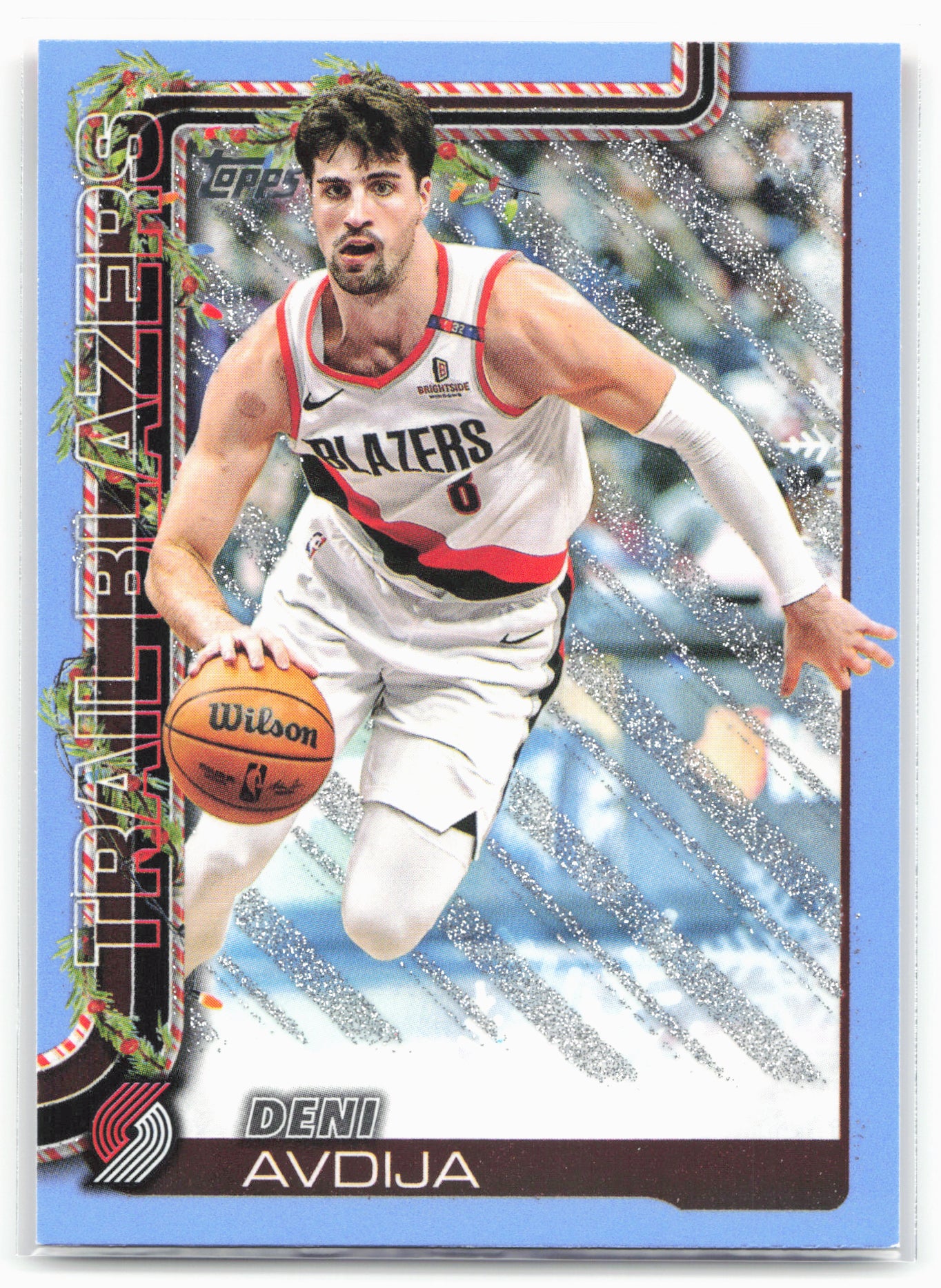 2025-26 Topps Holiday #H99 Deni Avdija Light Blue and White Glitter Holiday