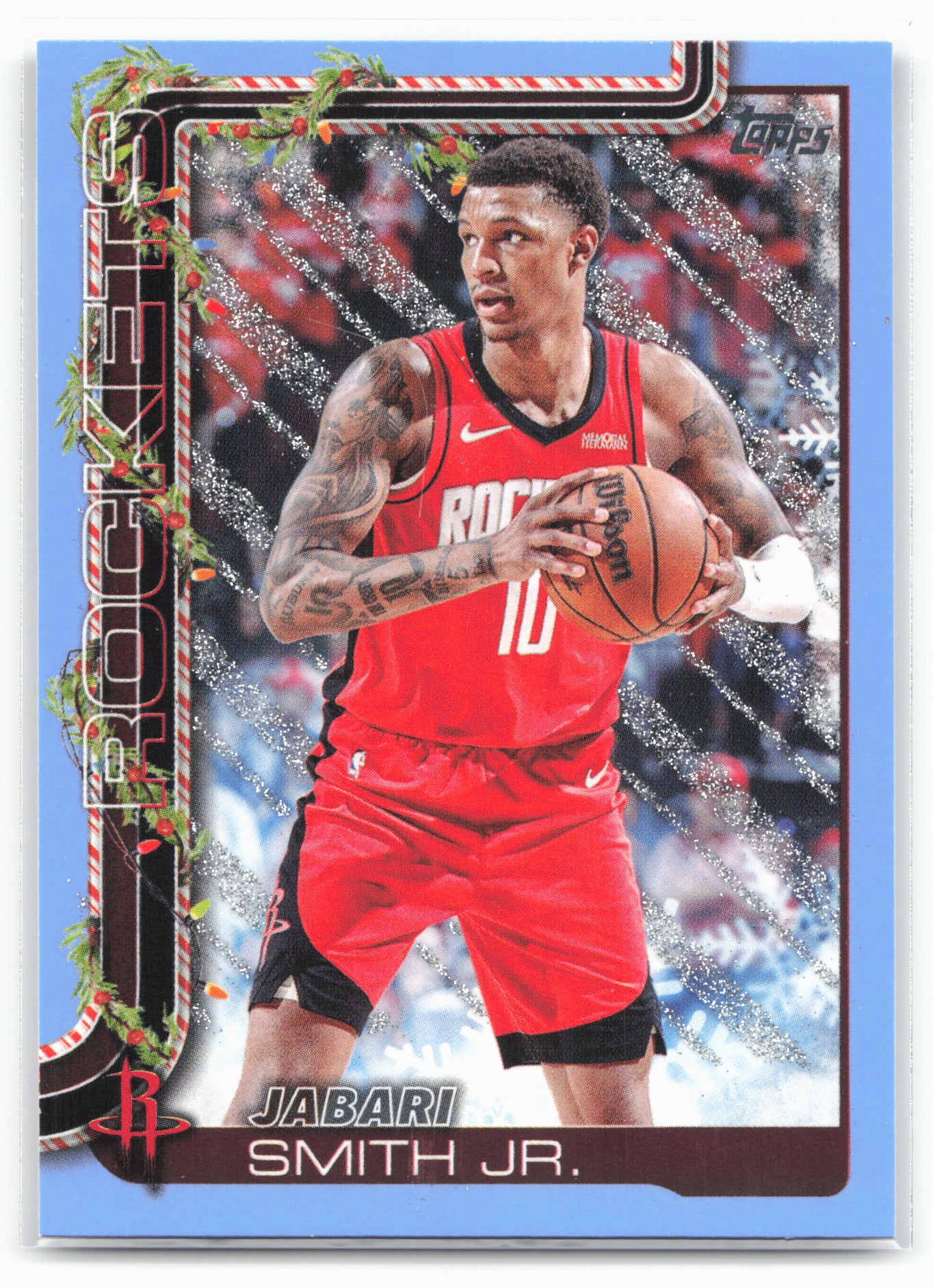 2025-26 Topps Holiday #H142 Jabari Smith Jr. Light Blue Glitter Holiday