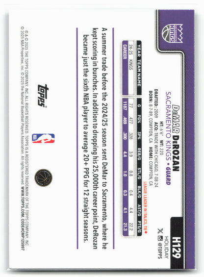 2025-26 Topps Holiday #H129 DeMar DeRozan Glitter Holiday
