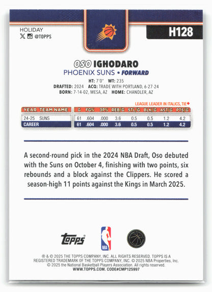 2025-26 Topps Holiday #H128 Oso Ighodaro Glitter Holiday