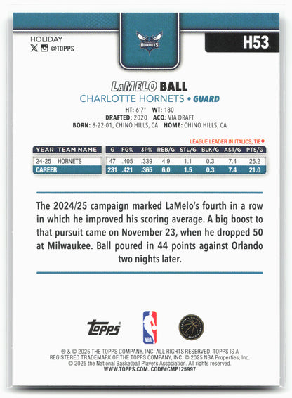 2025-26 Topps Holiday #H53 LaMelo Ball Glitter Holiday