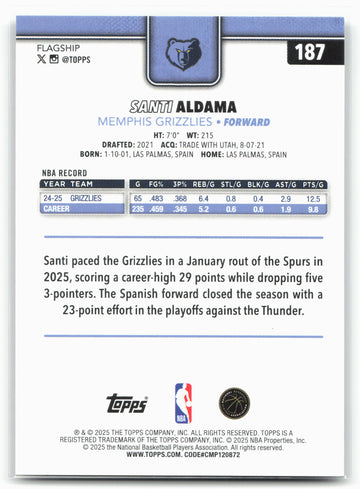 2025-26 Topps #187 Santi Aldama Holo Foil
