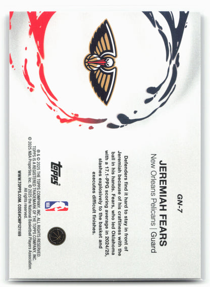 2025-26 Topps #GN-7 Jeremiah Fears Generation Now Holo Foil