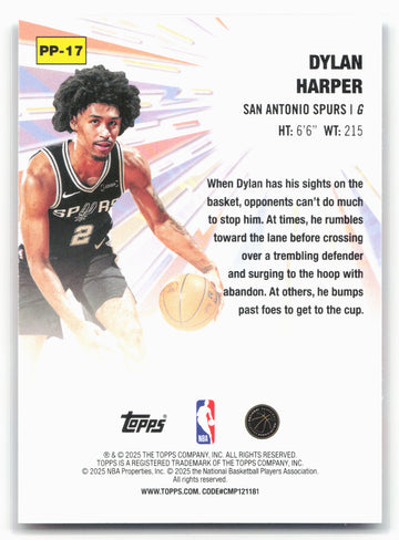 2025-26 Topps #PP-17 Dylan Harper Power Players
