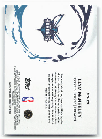 2025-26 Topps #GN-29 Liam McNeeley Generation Now