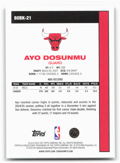 2025-26 Topps #80BK-21 Ayo Dosunmu 1980-81 Topps Basketball