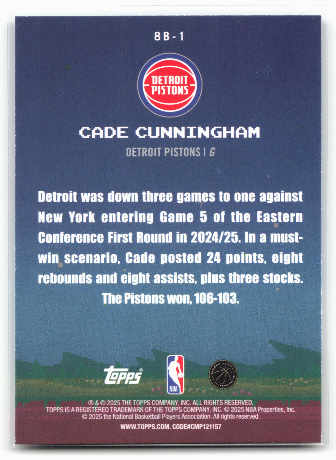 2025-26 Topps #8B-1 Cade Cunningham 8-Bit Ballers
