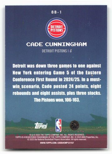 2025-26 Topps #8B-1 Cade Cunningham 8-Bit Ballers