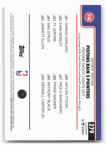 2025-26 Topps #279 Cade Cunningham Holo Foil