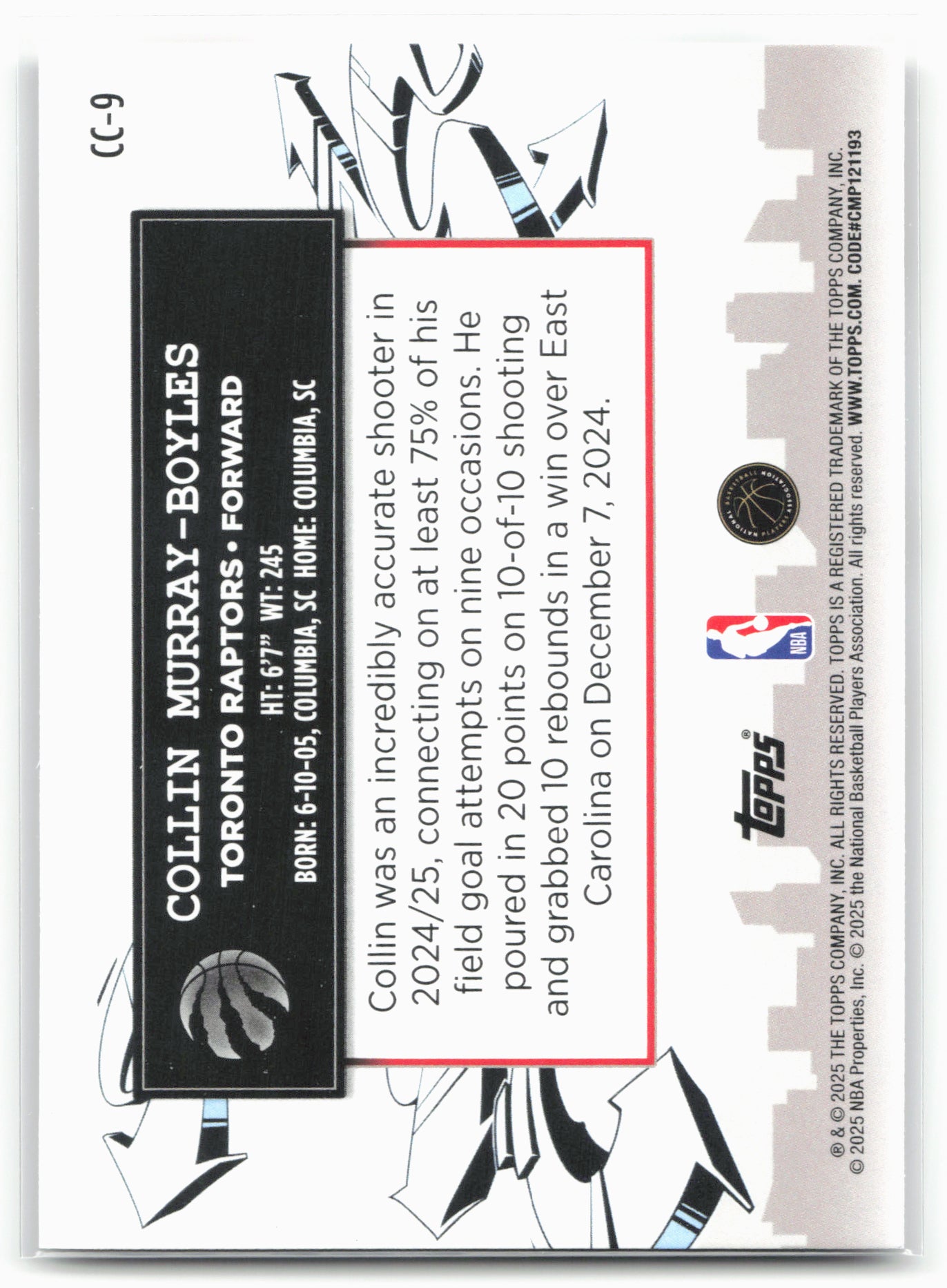 2025-26 Topps #CC-9 Collin Murray-Boyles Clutch City Prospects