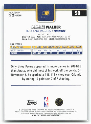 2025-26 Topps #50 Jarace Walker Rainbow Foilboard