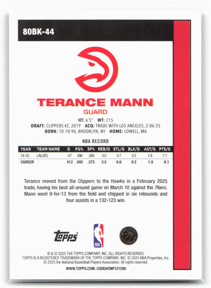 2025-26 Topps #80BK-44 Terance Mann 1980-81 Topps Basketball