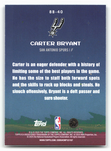 2025-26 Topps #8B-40 Carter Bryant 8-Bit Ballers
