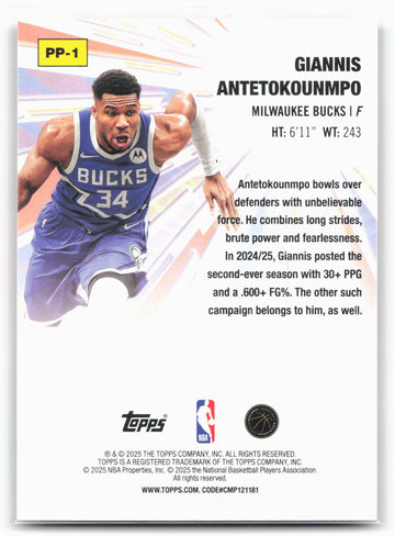 2025-26 Topps #PP-1 Giannis Antetokounmpo Power Players