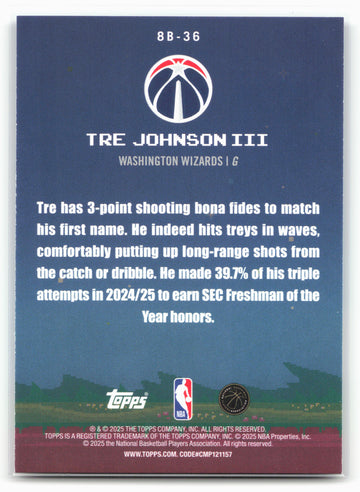2025-26 Topps #8B-36 Tre Johnson III 8-Bit Ballers