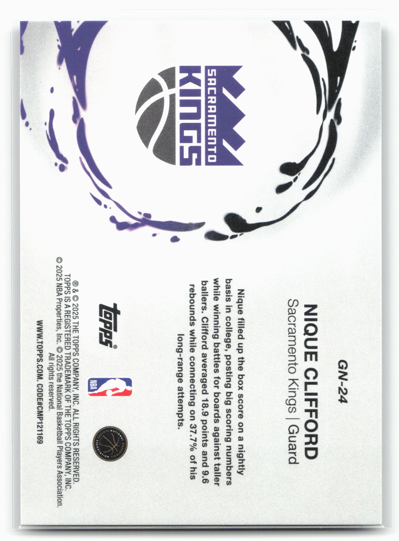 2025-26 Topps #GN-24 Nique Clifford Generation Now Holo Foil