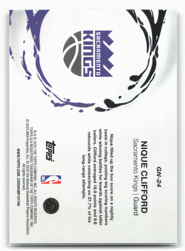 2025-26 Topps #GN-24 Nique Clifford Generation Now Holo Foil