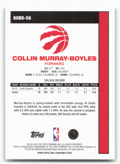 2025-26 Topps #80BK-56 Collin Murray-Boyles 1980-81 Topps Basketball