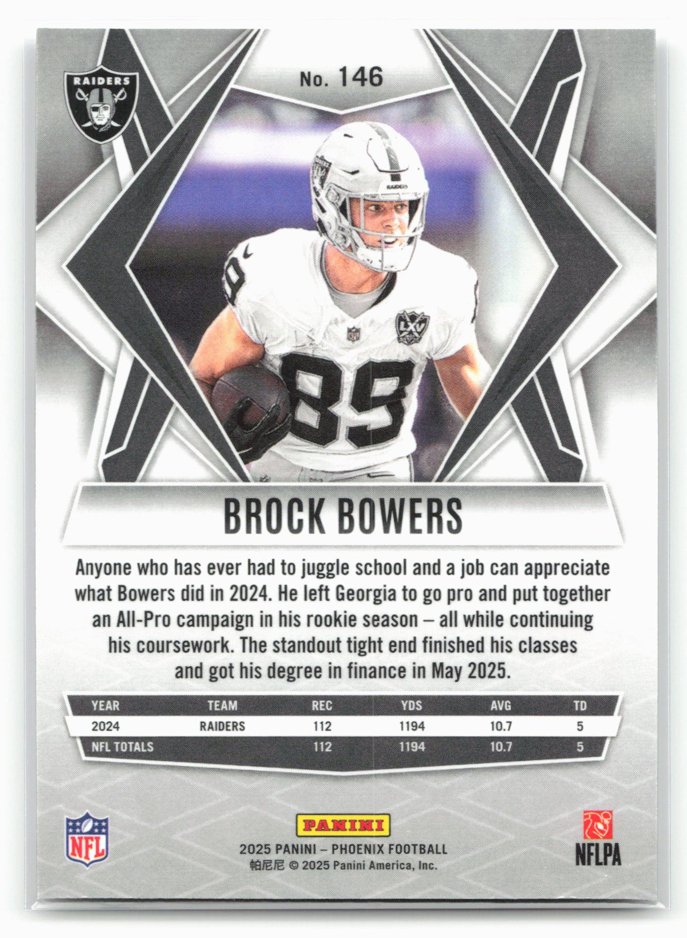 2025 Phoenix #146 Brock Bowers