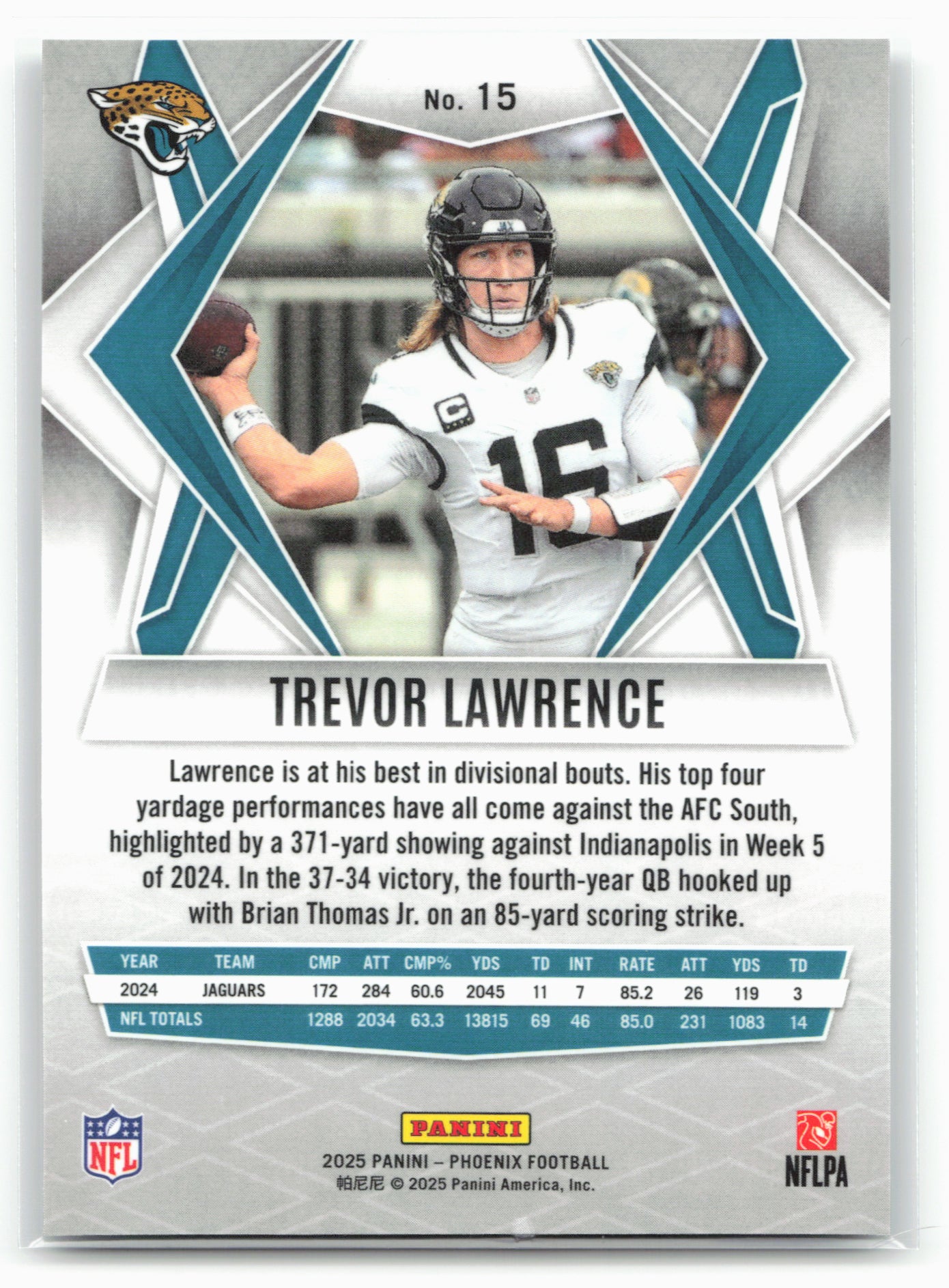 2025 Phoenix #15 Trevor Lawrence Silver