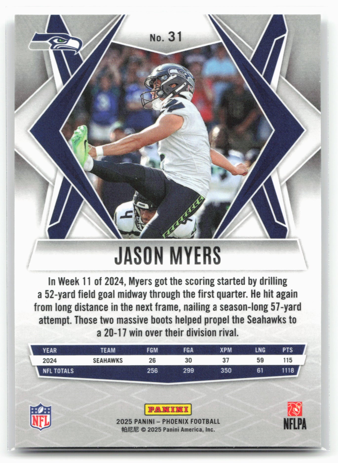 2025 Phoenix #31 Jason Myers Silver
