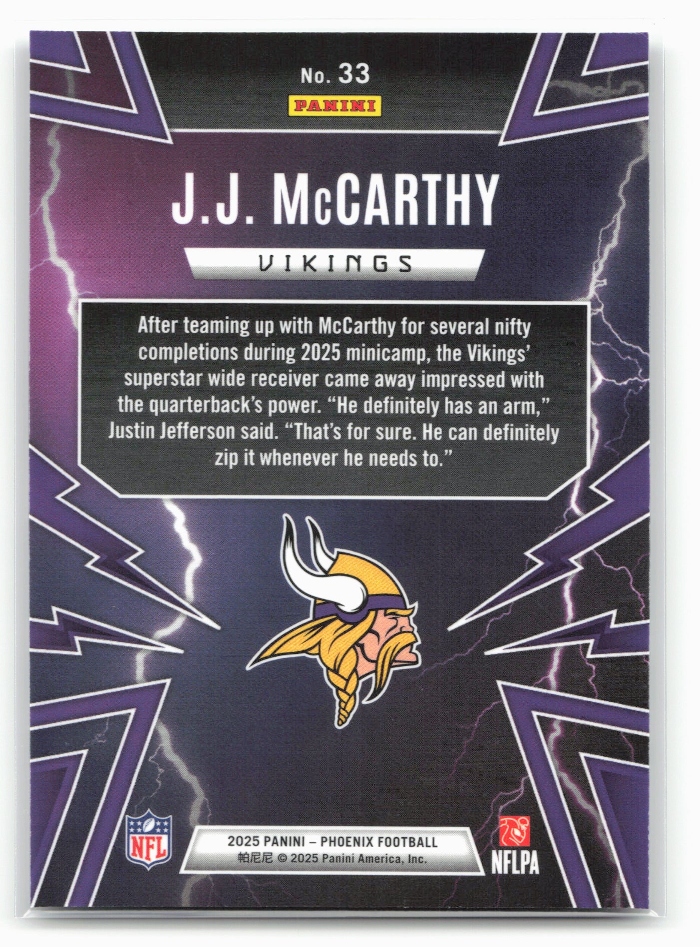 2025 Phoenix #33 JJ McCarthy Thunderbirds