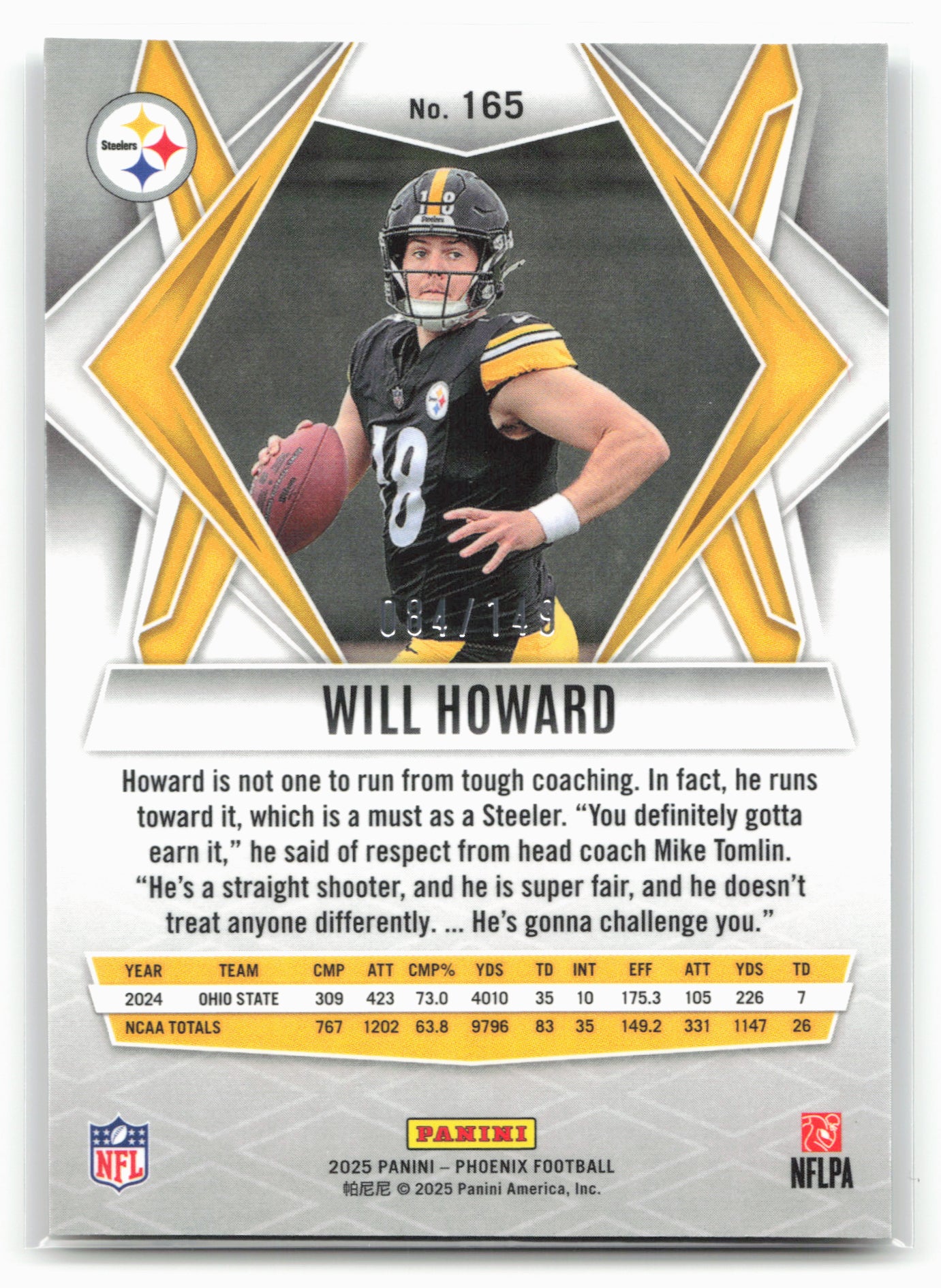 2025 Phoenix #165 Will Howard Logo/149
