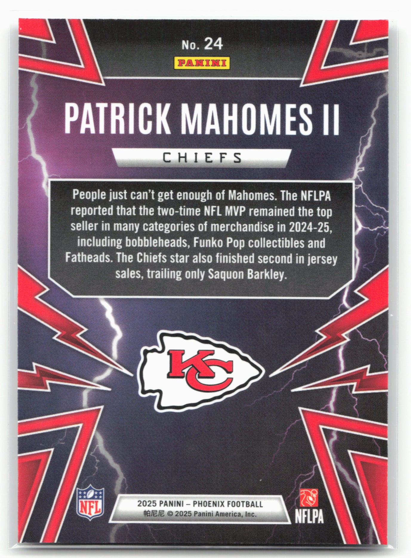 2025 Phoenix #24 Patrick Mahomes Thunderbird