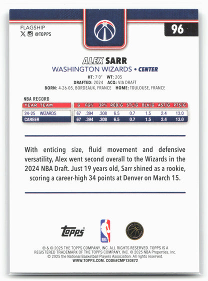 2025-26 Topps #96 Alex Sarr Holo Foil