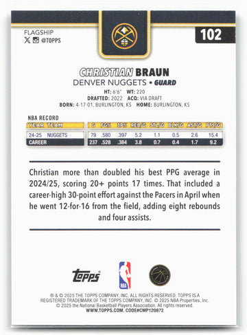 2025-26 Topps #102 Christian Braun Holo Foil