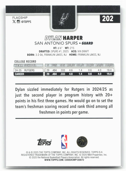 2025-26 Topps #202 Dylan Harper Rainbow Foilboard 23887