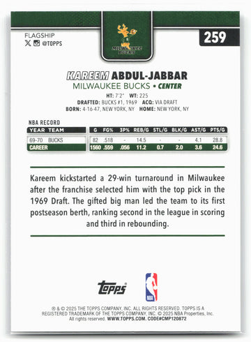 2025-26 Topps #259 Kareem Abdul-Jabbar Rainbow Foilboard 23888