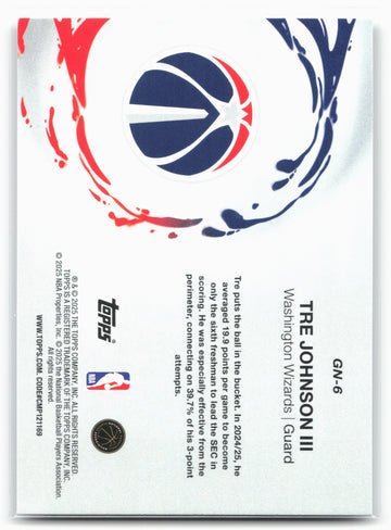 2025-26 Topps #GN-6 Tre Johnson III Generation Now 23894