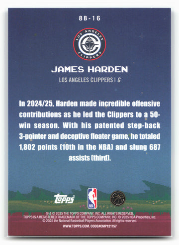 2025-26 Topps #8B-16 James Harden 8-Bit Ballers 23909