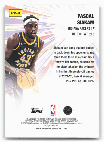 2025-26 Topps #PP-3 Pascal Siakam Power Players Holo Foil 23910