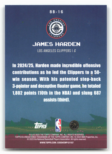 2025-26 Topps #8B-16 James Harden 8-Bit Ballers 23911