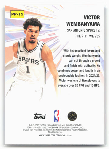 2025-26 Topps #PP-15 Victor Wembanyama Power Players 23912