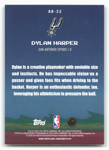 2025-26 Topps #8B-32 Dylan Harper 8-Bit Ballers 23916