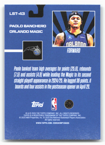 2025-26 Topps #LST-43 Paolo Banchero Limited Stock Legends