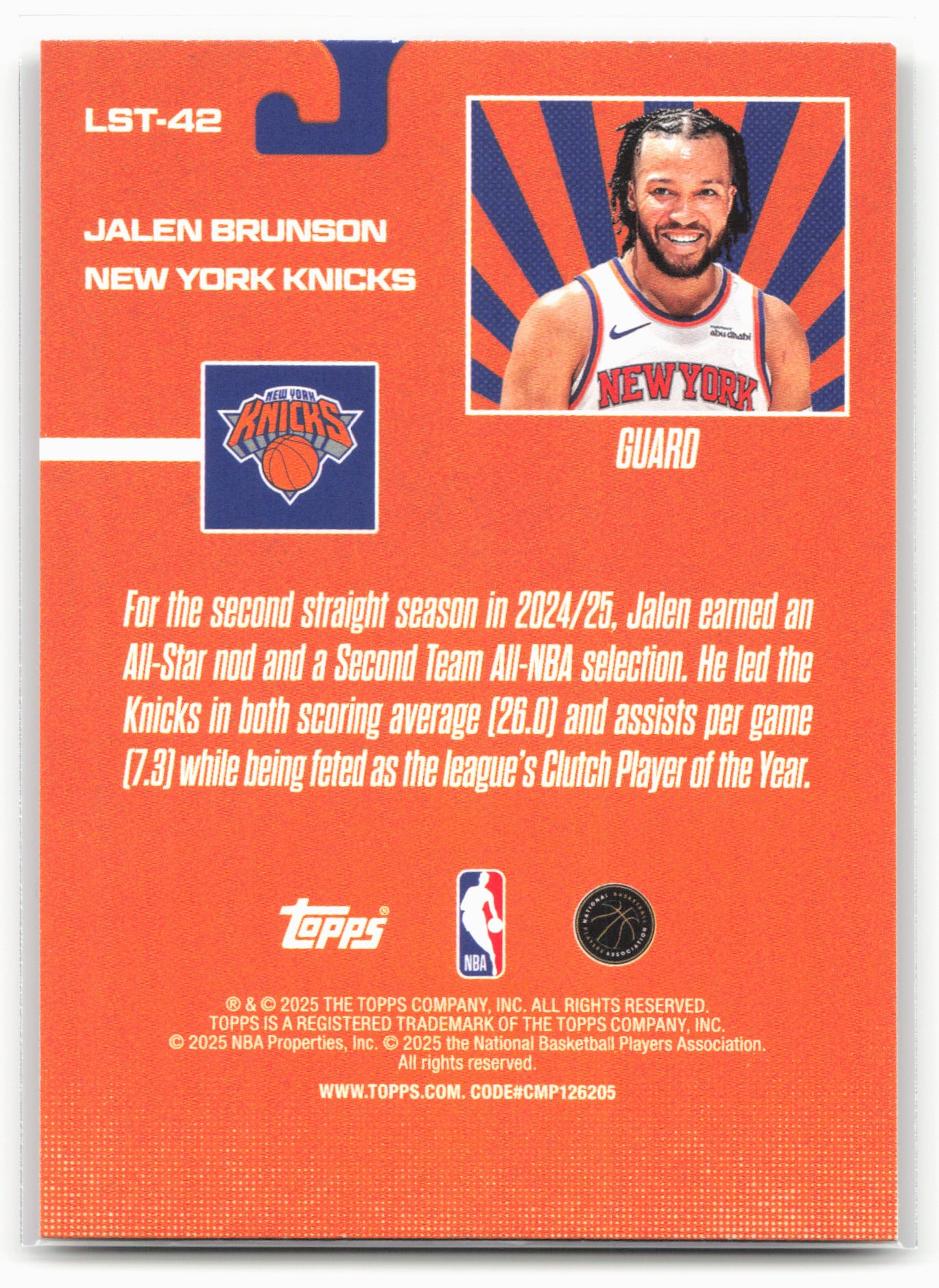 2025-26 Topps #LST-42 Jalen Brunson Limited Stock Legends
