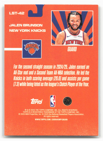 2025-26 Topps #LST-42 Jalen Brunson Limited Stock Legends