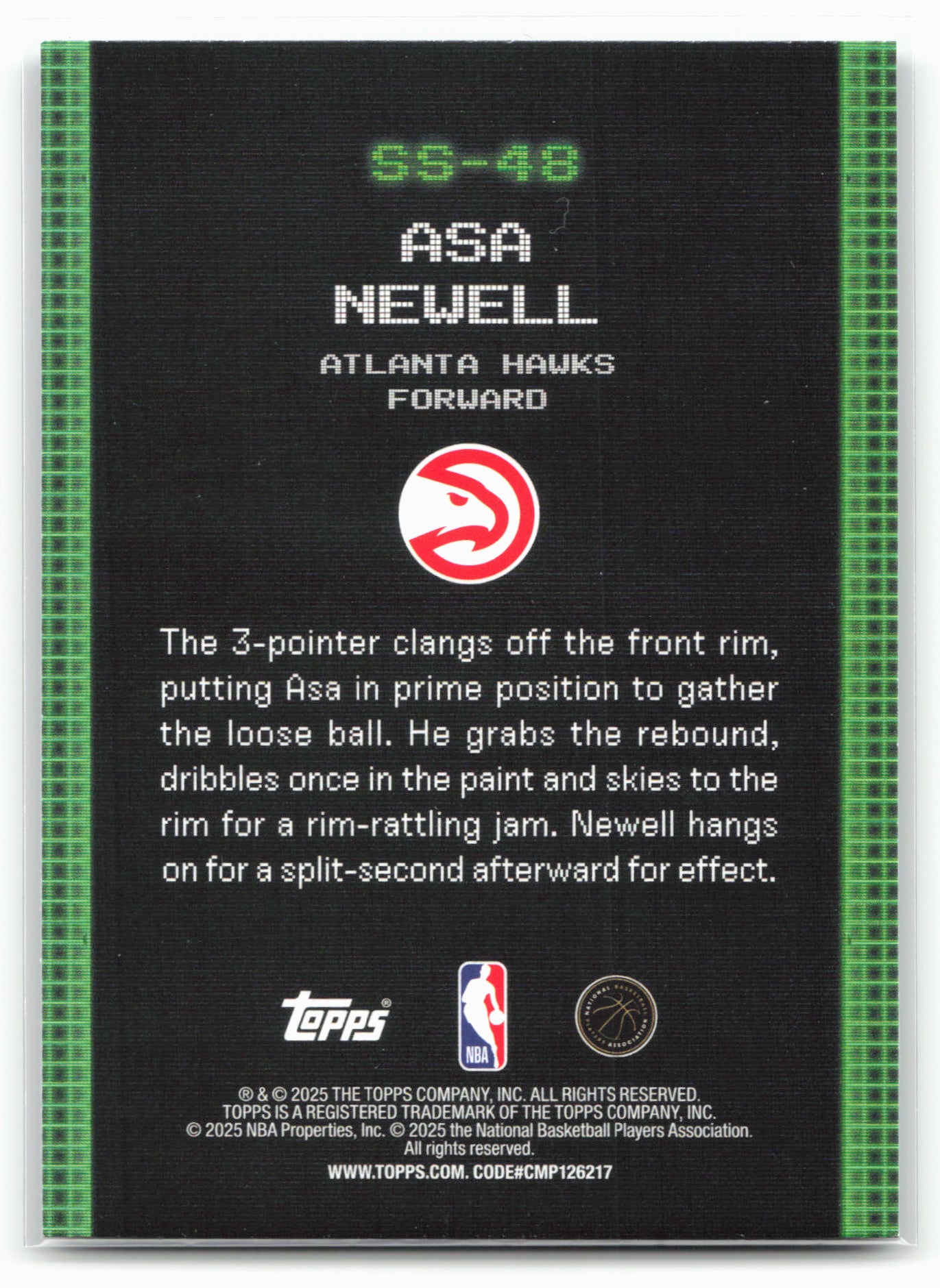 2025-26 Topps #SS-48 Asa Newell Scan and Slam