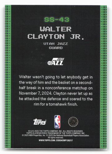 2025-26 Topps #SS-43 Walter Clayton Jr. Scan and Slam