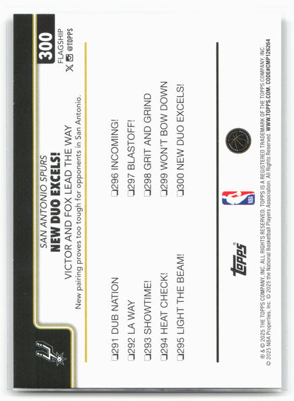 2025-26 Topps #300 New Duo Excels!: Victor and Fox Lead The Way Blackout